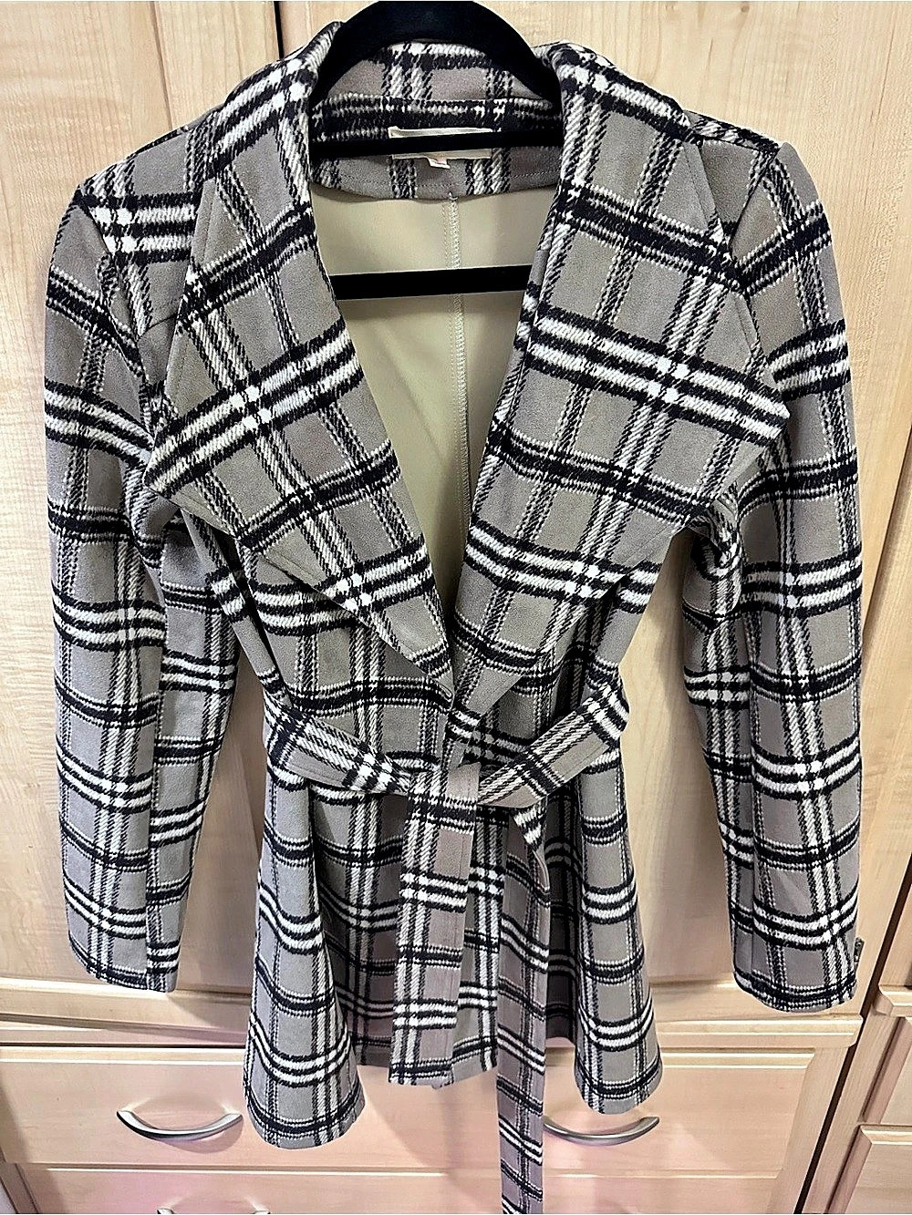 Plaid Mauve Belted Women’s Jacket in